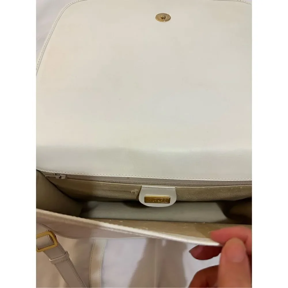Gucci white Gg canvas and leather cross body bag